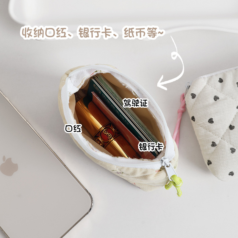 The new cartoon-quilted cotton-padded lipstick, cosmetics, small storage bag, coin purse and portable mini hand-held bag from Ailun Application Scenario