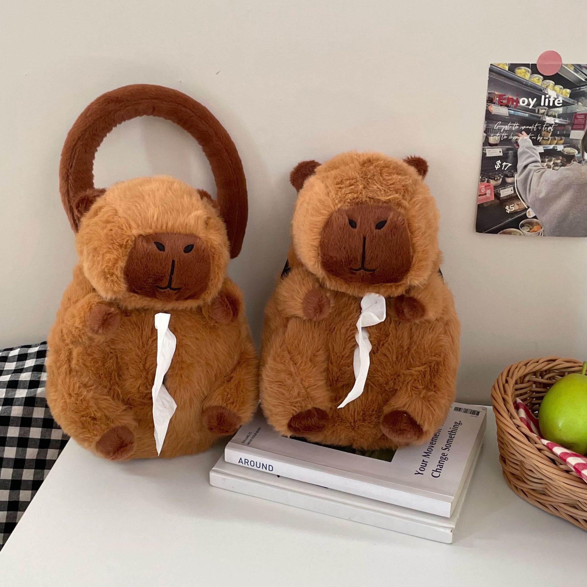 The popular Capibara Capybara car tissue box, car hanging multi-functional tissue case, doll tissue box Application Scenario