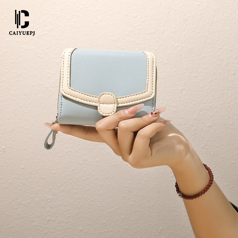 New cross-border Japanese-style women's coin purse, short three-fold zipper hand-held folding bag wallet waller, large capacity details Picture