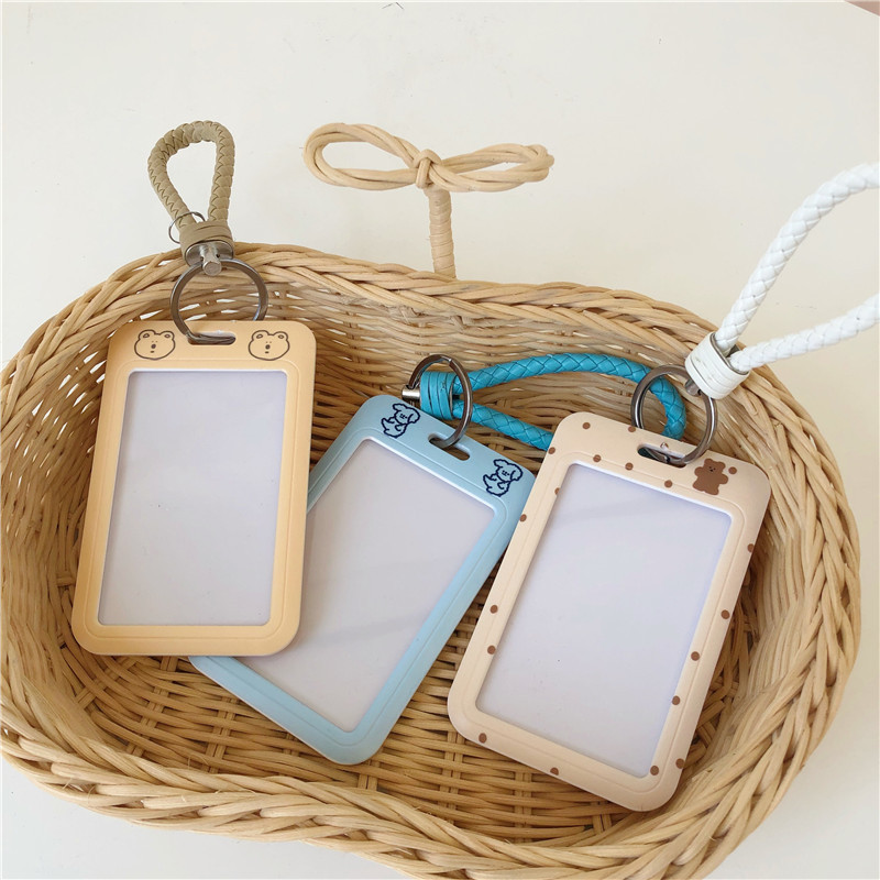 Bow rabbit plush card holder, cute animal meal card for Korean campus, Polaroid idol mini card display pendant Specification drawing