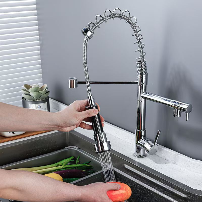 Multi-functional kitchen faucet, spring pull-out telescopic rotating universal, cold and hot washing, dishwashing sink, sink for household use Application Scenario