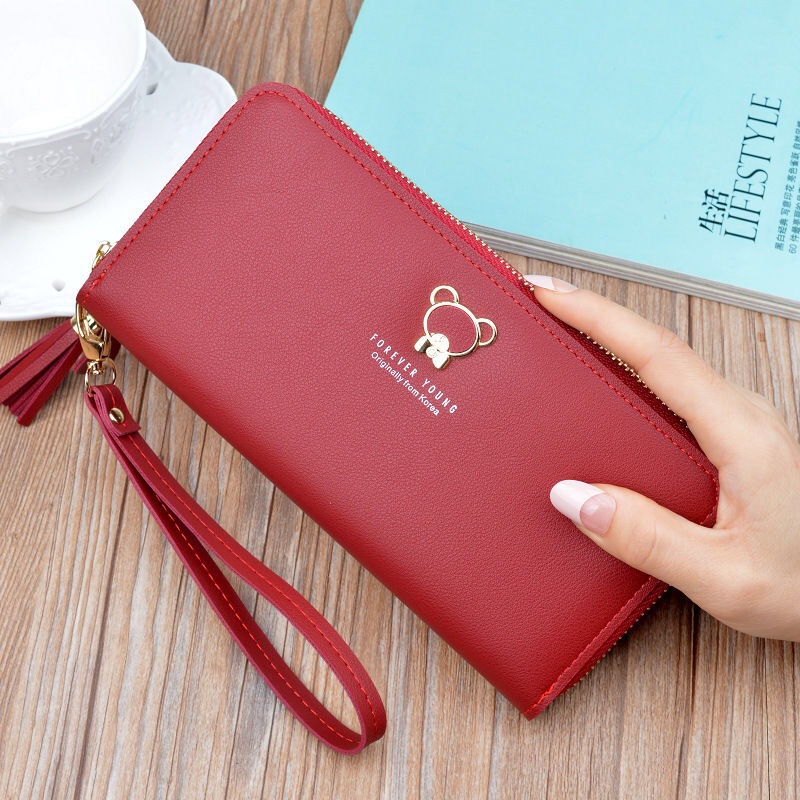 ins Mini Wallet for Girls, Long student style, Korean version, cute bear zipper, 2021 New style Women's coin Purse mini bag Application Scenario