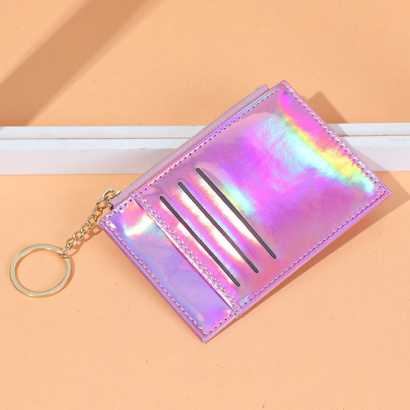 Factory supplies new Korean-style women's card case, card holder, laser sequined multi-slot coin purse, gift customization LOGO Item Picture