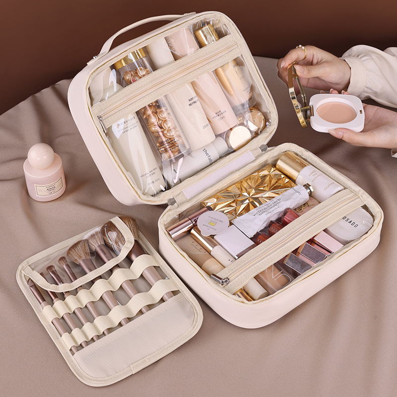 A large-capacity, high-end travel makeup bag, waterproof, Ins-style, and niche makeup brush storage details Picture
