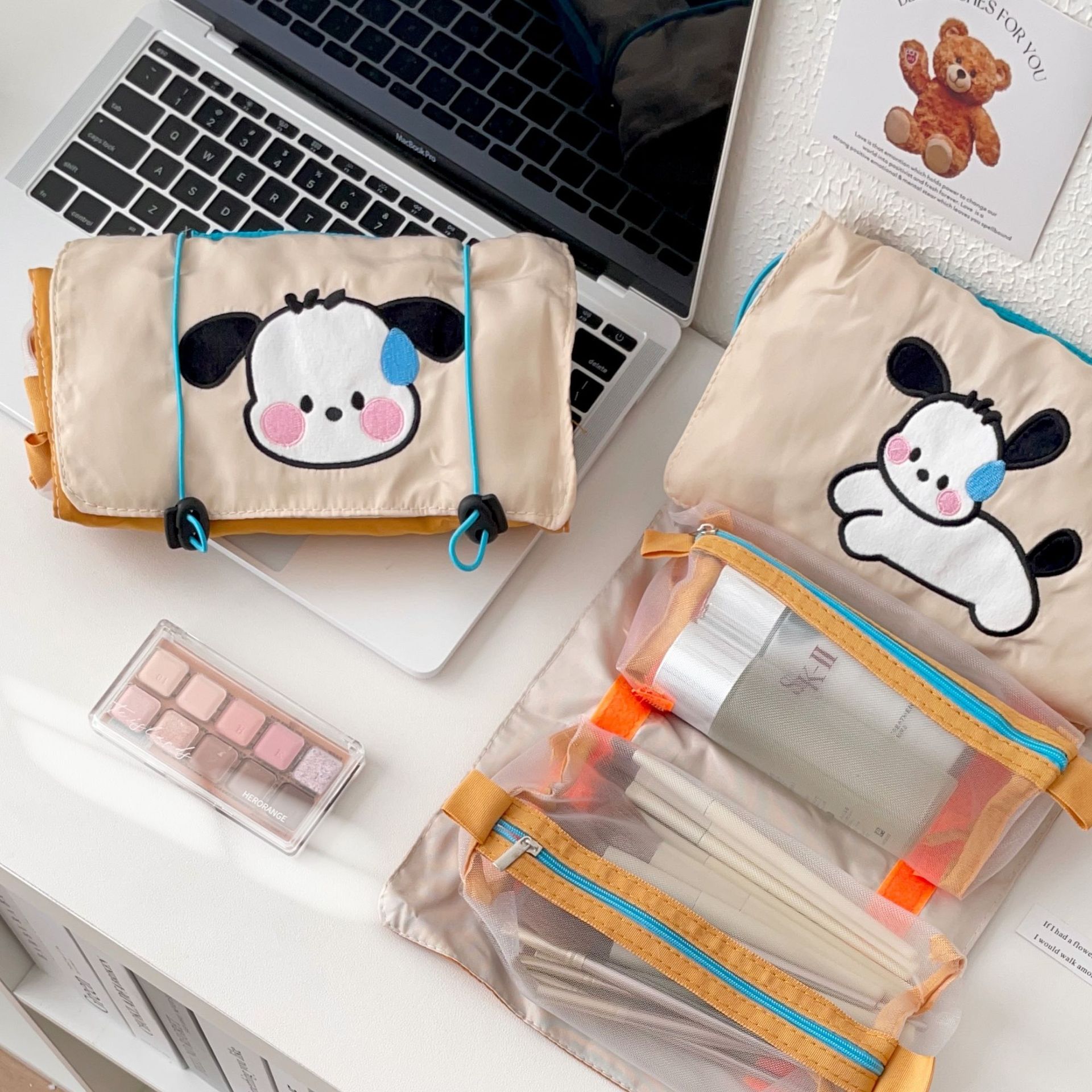 Cute folding makeup bag for women, large-capacity portable, Ins-style travel new toiletry bag, skin care product storage bag for women details Picture
