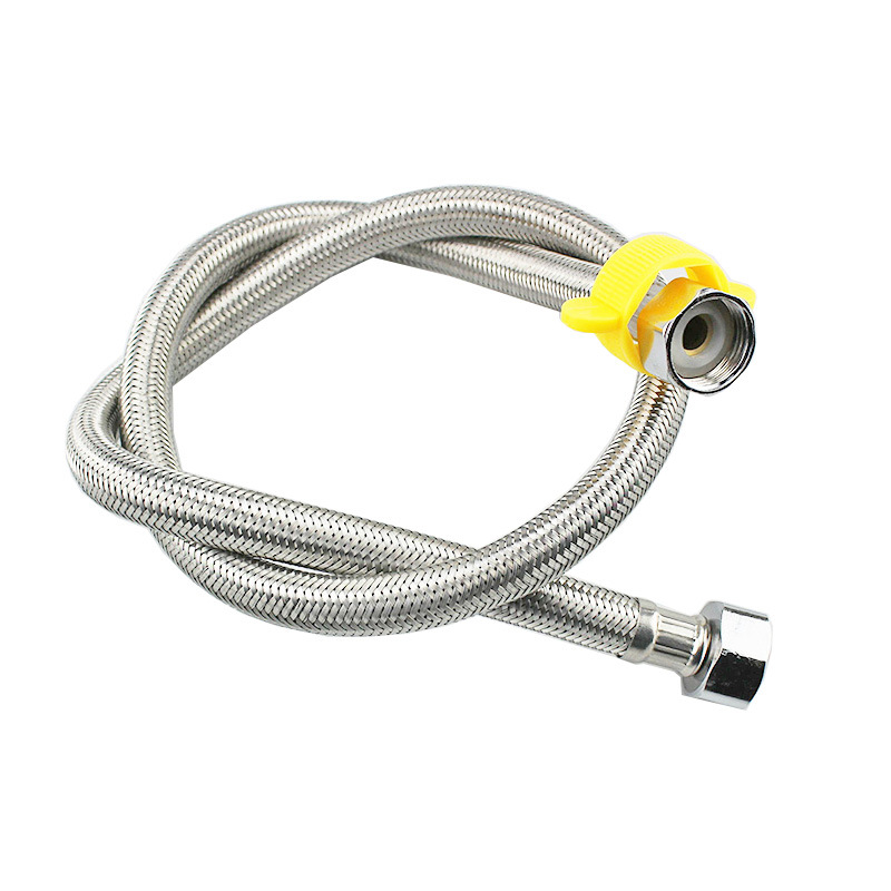 304 stainless steel wire braided pipe water heater toilet faucet cold and hot water inlet high-pressure pipe, 4-point explosion-proof metal flexible hose Item Picture