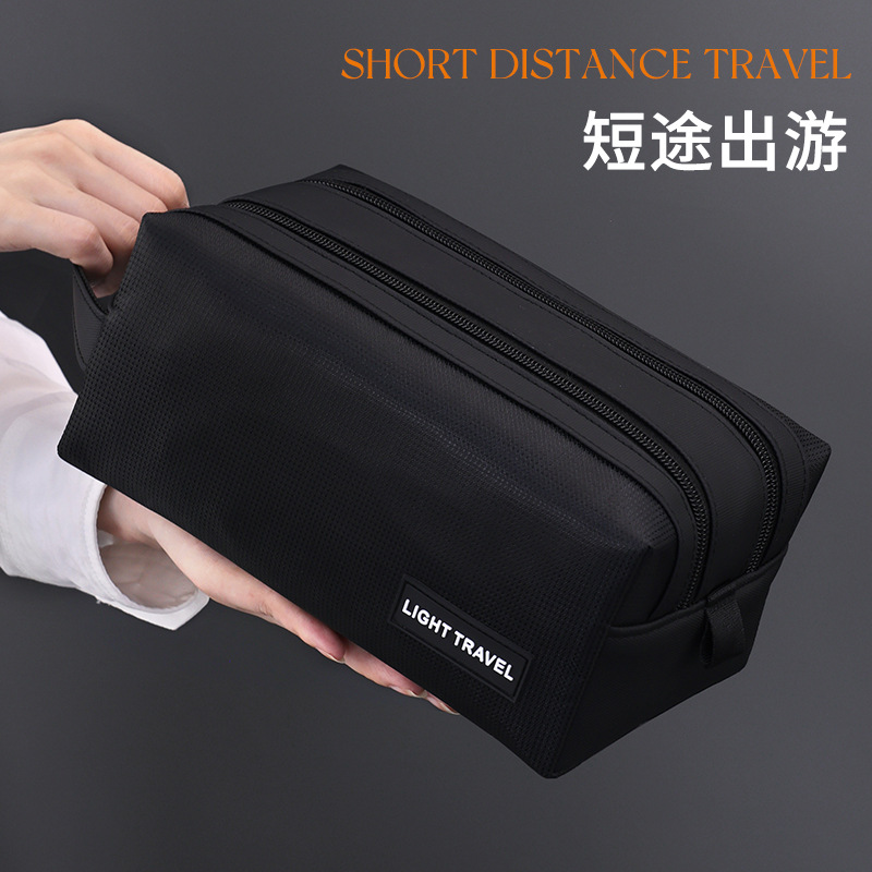Dry and wet separation double zipper toiletry bag, men's business trip, travel, fitness, swimming waterproof storage bag, portable makeup bag details Picture