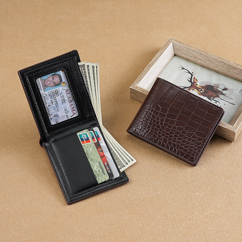 Cross-border crocodile-patterned wallets for men, horizontal wallets, business, casual and fashionable short small wallets, wholesale from the manufacturer Specification drawing