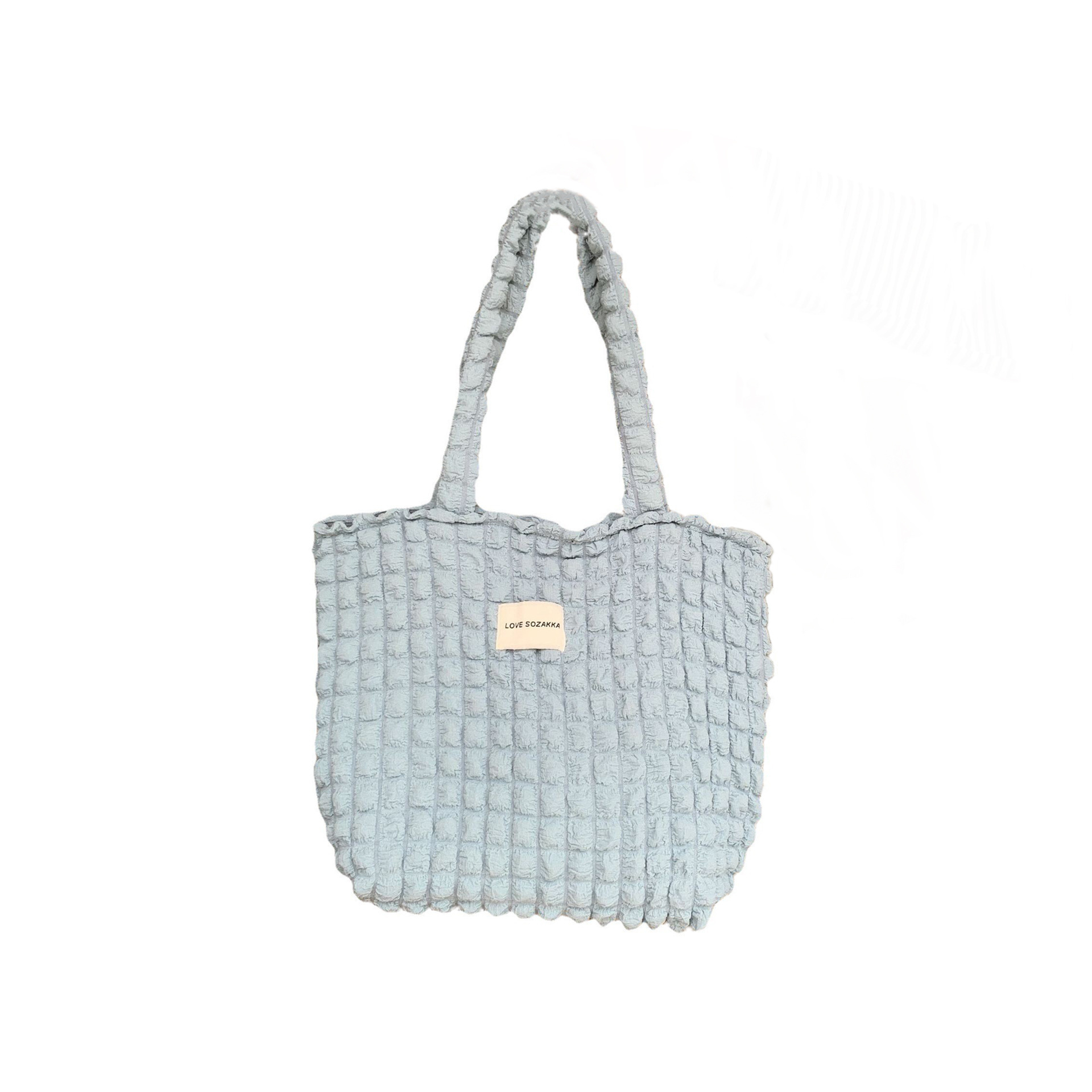 2755 Japanese-style fashionable cloud bubble flower single-shoulder bag for girls, simple handbag, large capacity canvas bag for girls Item Picture