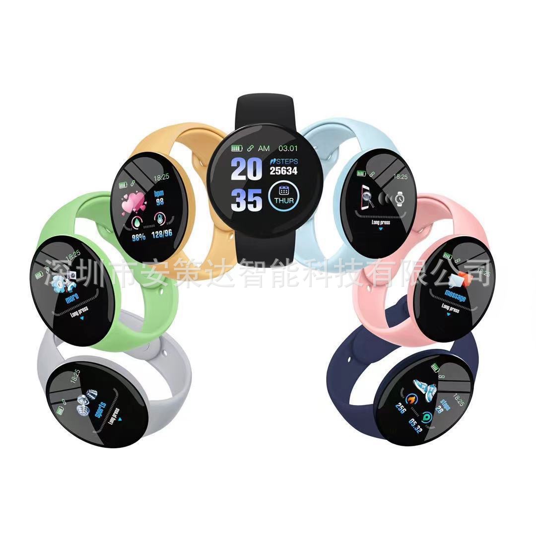 D18S Macaron smartwatch Round screen sports step count Sleep Monitoring Heart Rate Cross-border bracelet Factory direct delivery Item Picture