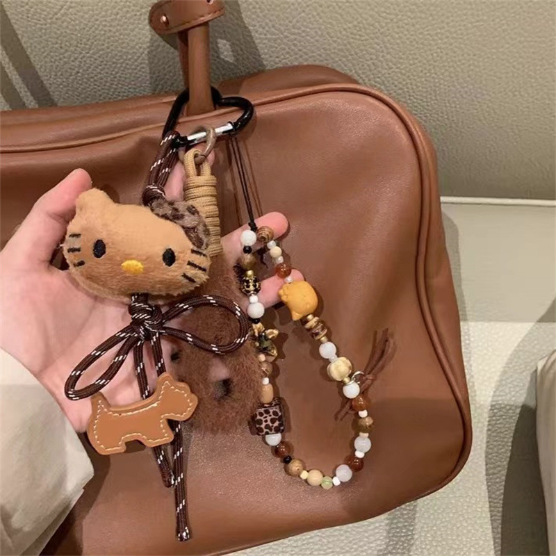 Creative beaded pendants! Cute cartoon cat bags, mobile phone chains, pendants, decorations, keychains, and lanyards with a girlish heart full figure