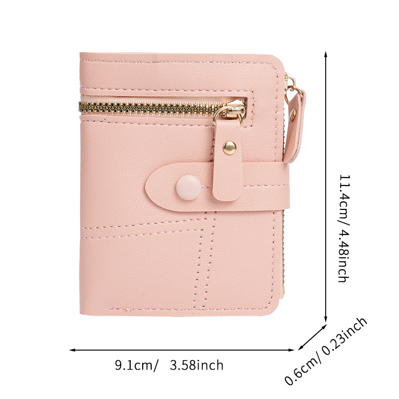 New type of wallet button wallet, solid-color wallet for women, thin wallet for ladies, card holder, short coin purse, cross-border wholesale Item Picture
