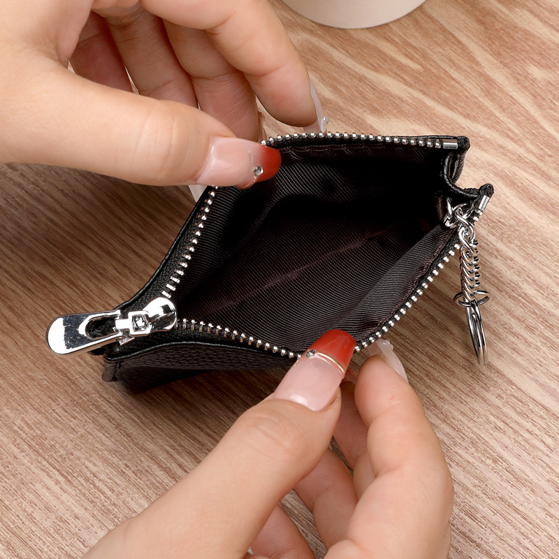 New cross-border pu men's and women's coin purse, zipper coin case, small wallet, short key case and card case details Picture