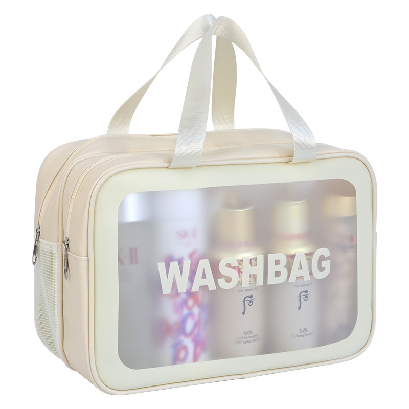 Dry-wet separation portable transparent cosmetic bag, high appearance level large-capacity cosmetic storage bag, men's toiletry bag wholesale Item Picture