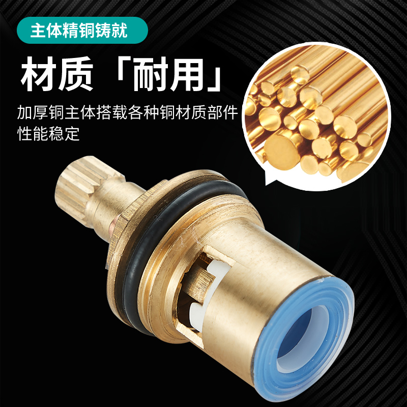 Copper thickened valve core for faucet, pressure-resistant and high-temperature resistant, single cold and hot quick-opening Angle valve, ceramic core concealed valve accessory details Picture