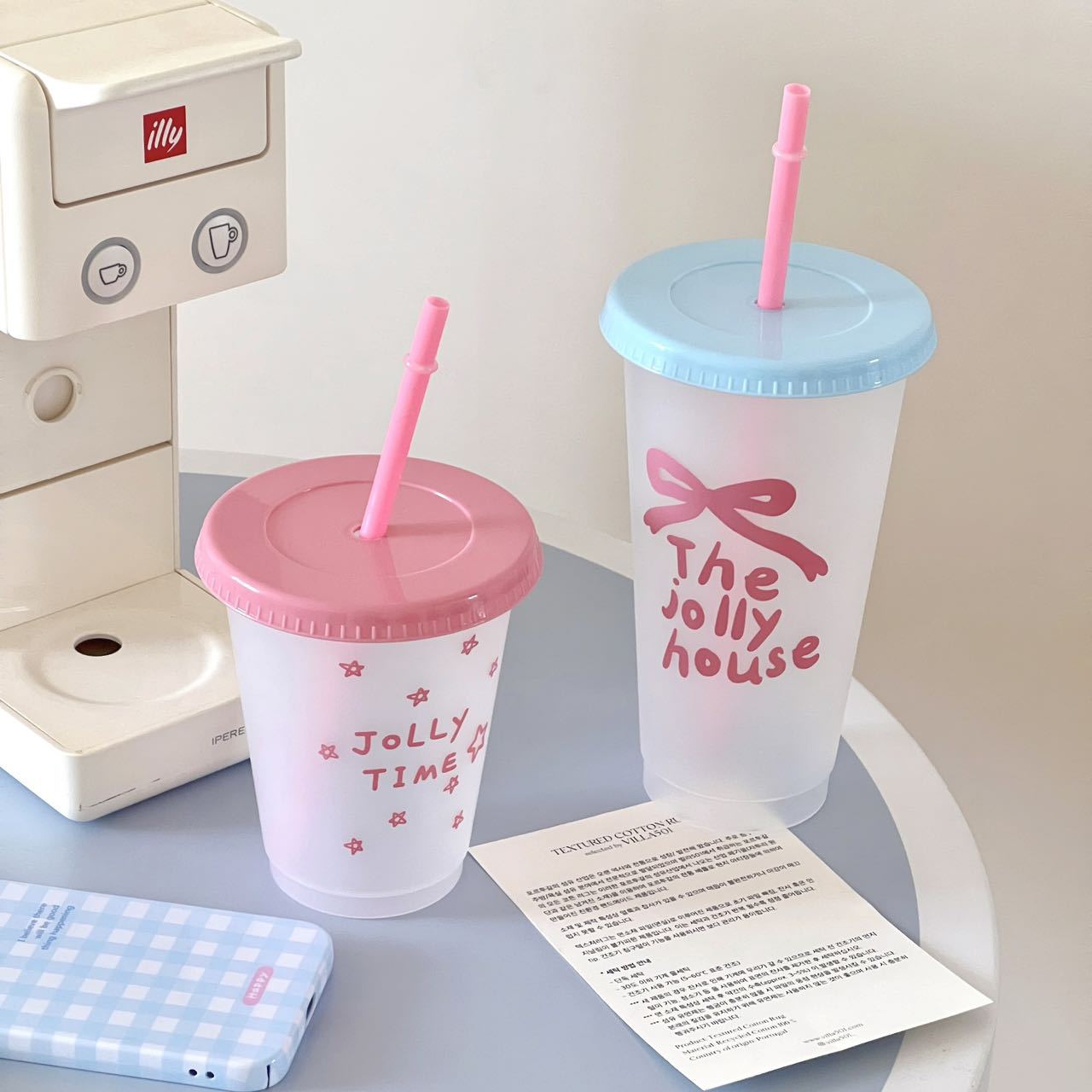 Summer bestsellers ~ins high appearance level, large capacity, cute, portable coffee cup, recyclable plastic straw cup Item Picture