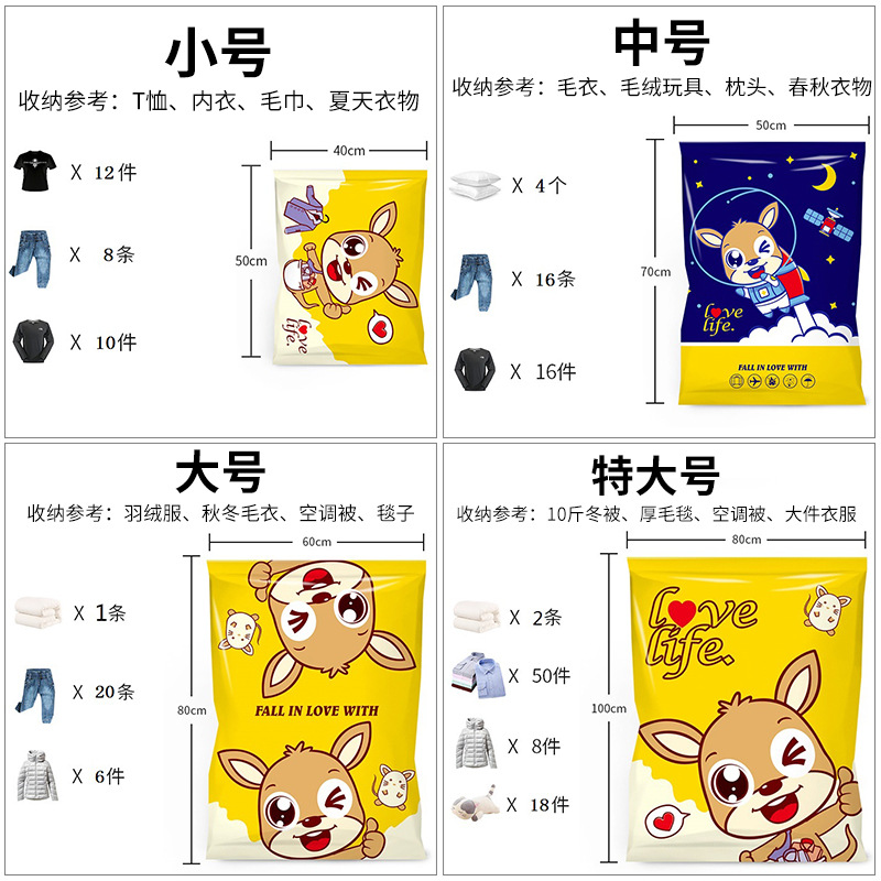 Cross-border vacuum compressed bags, large quilt storage bags, cotton quilt clothes, household air-purifying clothes sorting bags Specification drawing