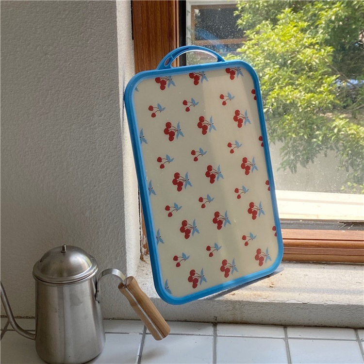 A retro floral cherry cutting board of the same style as a Korean blogger, an Instagram kitchen double-sided cutting board for vegetables and fruits, and a photo prop Specification drawing