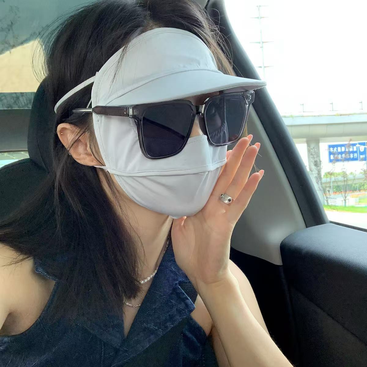 Sun protection face mask, high school girls' appearance level, summer UV protection full-face mask, outdoor driving sun protection, thin ice silk, breathable Application Scenario
