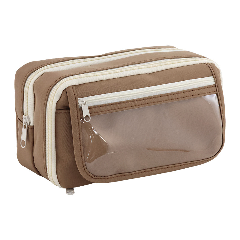 New ins stationery bag for junior high school storage pencil case, large capacity, simple and transparent Korean-style pencil case, high appearance level, multiple layers Item Picture