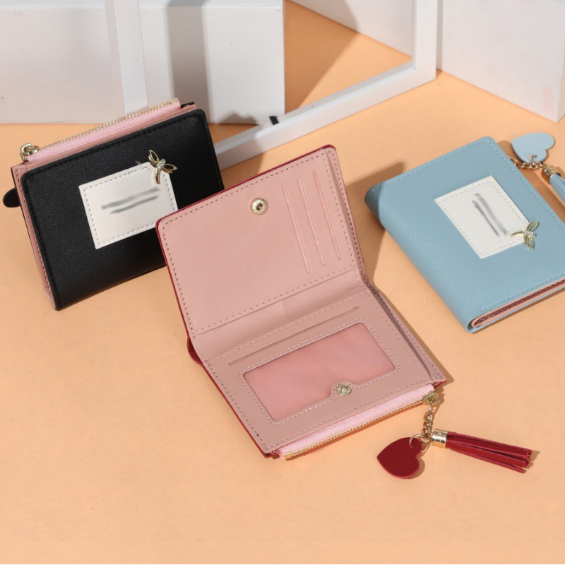 2020 New style wallet for female students, short, cute and fashionable Korean version, zipper loose change card case, hardware accessories, color-blocked ins Application Scenario