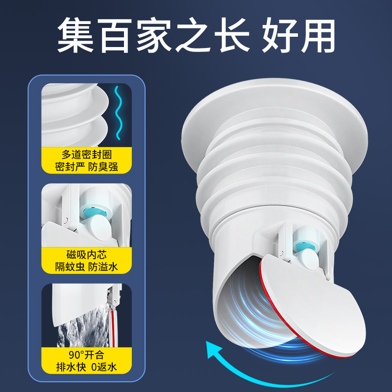Anti-odor sealing ring silicone plug for sewer pipes, kitchen washbasin, washing machine drain pipe blocking and anti-odor return magic tool details Picture