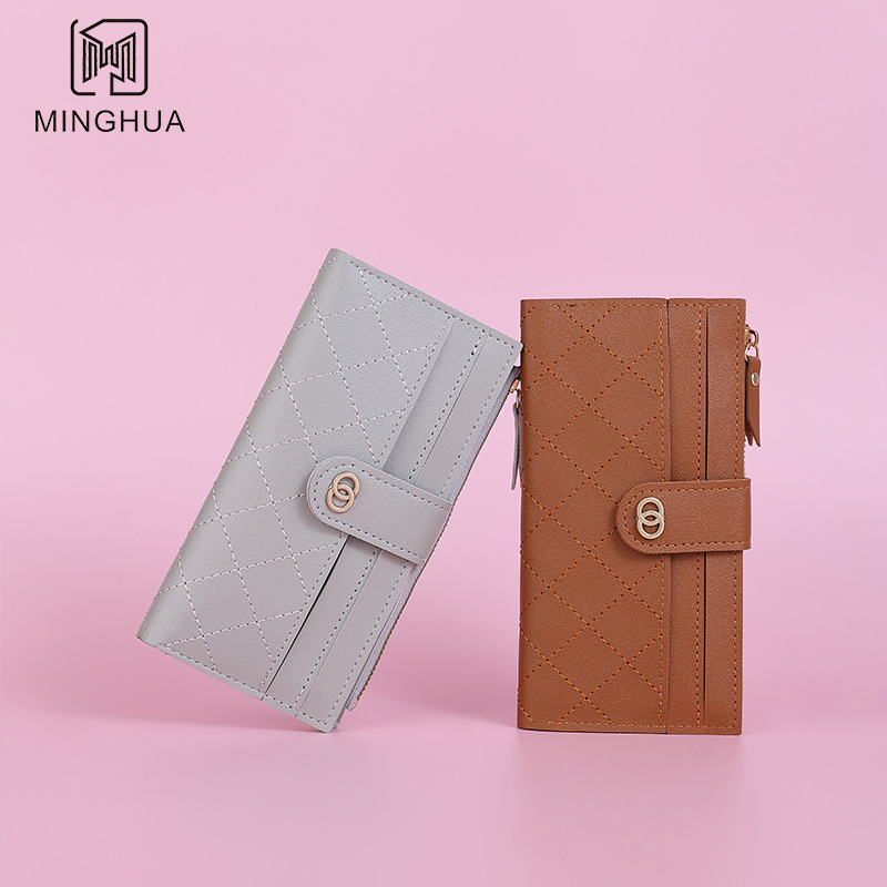 Hot-selling women's wallets, long clutch bags, high-quality buckle zipper card bags, women's coin purifiers, wholesale from the manufacturer details Picture
