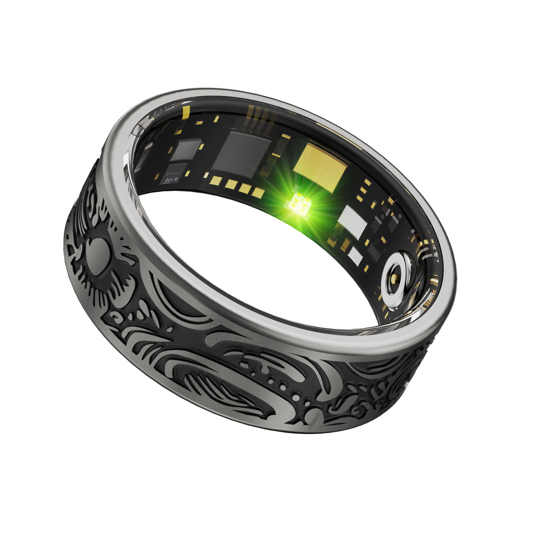 Cross-border new product W9 retro-style smart ring, heart rate, blood pressure, blood oxygen, sleep monitoring, step counting, exercise, sharing with friends and family Specification drawing