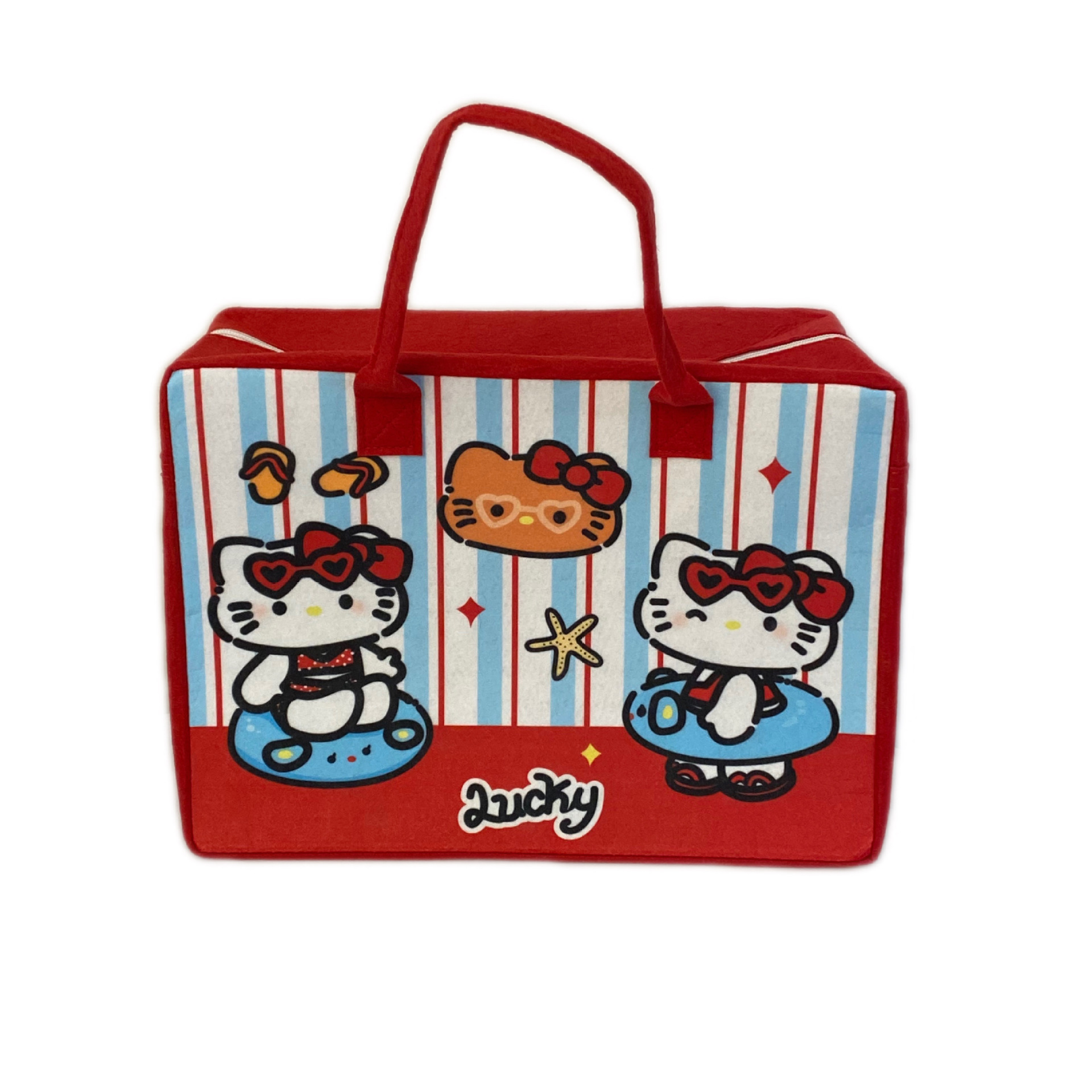 Cute cartoon felt bag, simple and portable travel luggage storage bag, large-capacity hand-held felt bag, and souvenir gift bag Item Picture