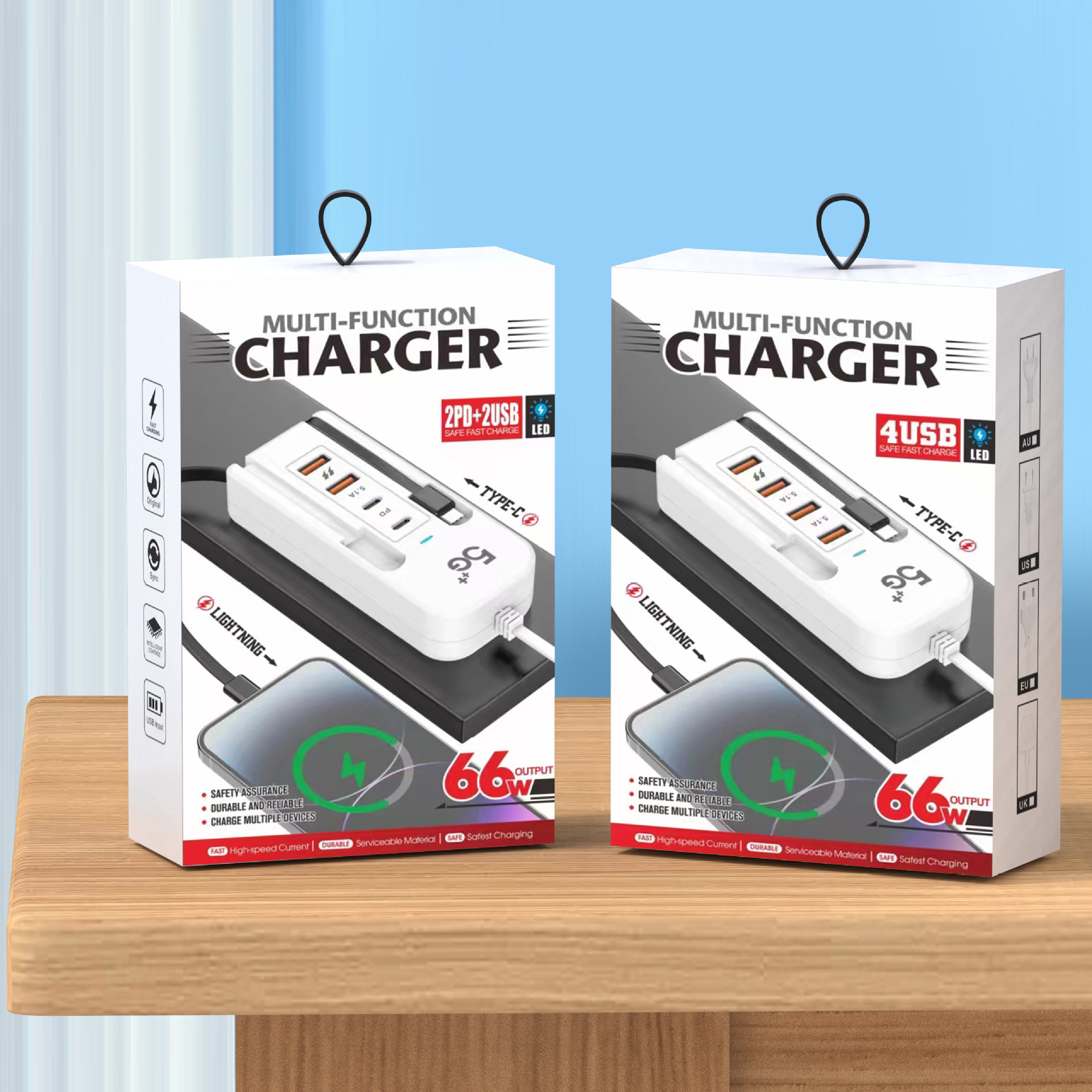 The new multi-port usb power strip charger for mobile phones with pd fast charging is suitable for 6-in-1 dual-wire sockets for both Apple and Android devices details Picture