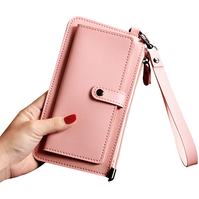 New Spring/Summer 2021 women's simple long multi-functional zipper with multiple clips, hand-held buckle zipper student wallet Item Picture
