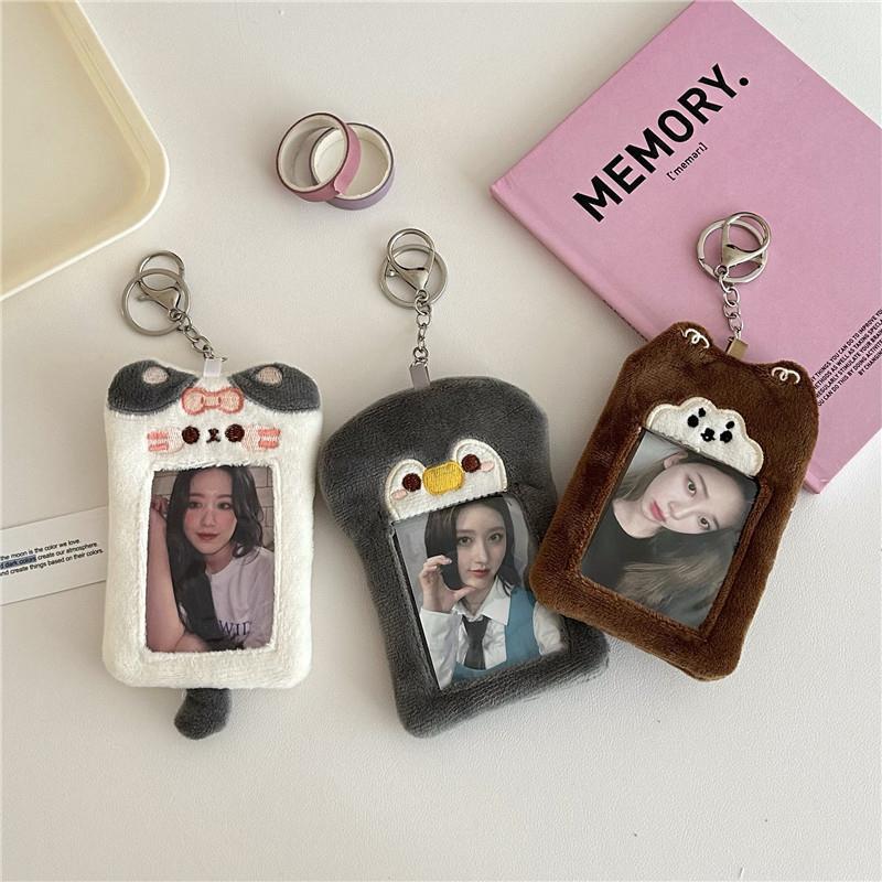 Original InS-style cute puppy and cat plush card holder, Korean campus meal card, idol card photo display pendant details Picture