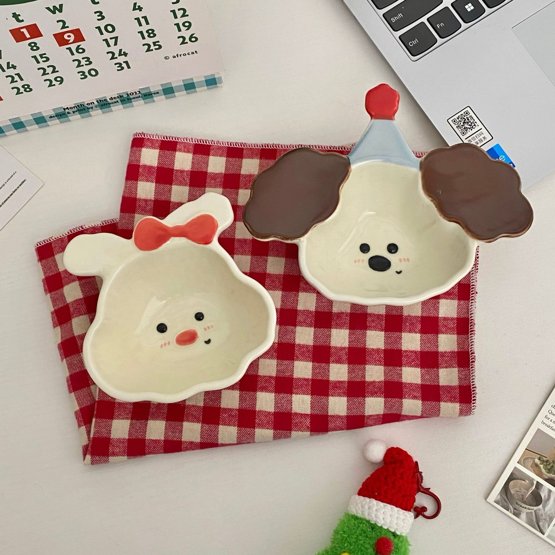 Korean cute cartoon oil plates, animal-shaped ceramic plates, dipping sauce plates, table hot pot plates, kitchen seasoning plates Specification drawing