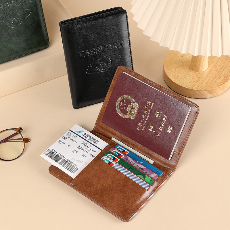Ailun RFID Passport case, Crazy Horse Leather travel passport holder, multi-functional passport protective case, pu boarding leather case details Picture