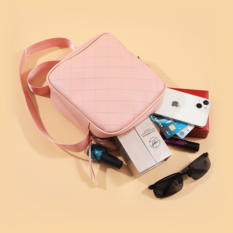 New women's solid color simple crossbody bag 2023 summer cross-border multi-functional small square bag wholesale Specification drawing