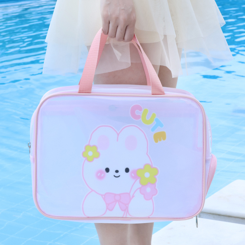 Swimming bag, children's dry and wet separated waterproof storage bag, portable and cute cartoon beach handbag for boys and girls Specification drawing