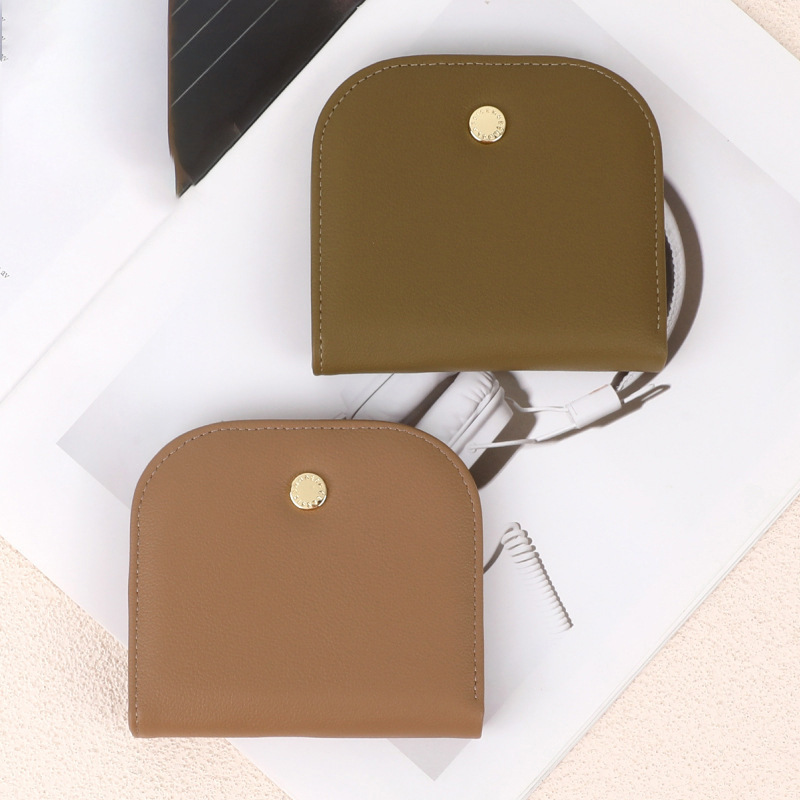 New semi-round mini women's cute, simple and small wallet with multiple slots, solid color, versatile short coin purse and portable bag details Picture