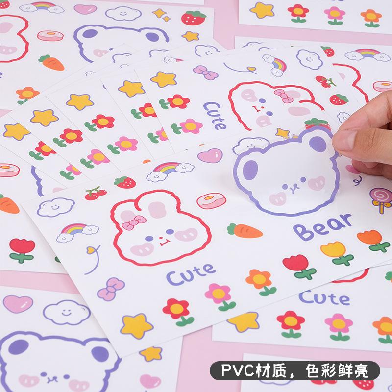 Wholesale of cartoon self-adhesive sticker labels, DIY diaries, waterproof suitcase stickers, stationery, and cute transparent stickers Specification drawing