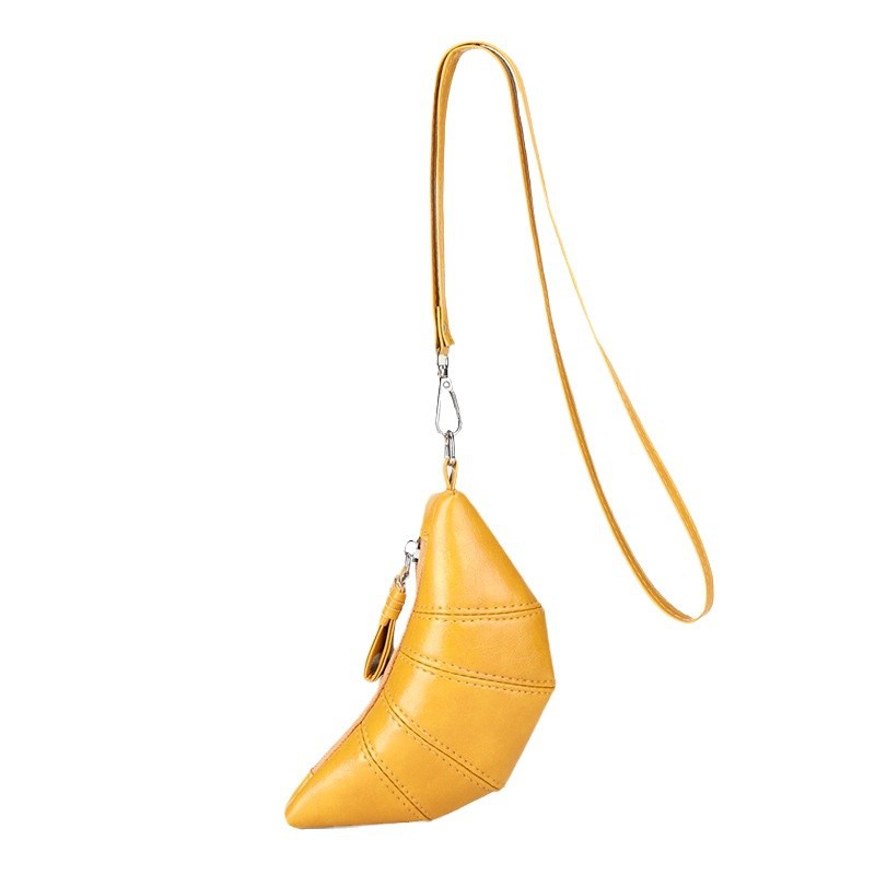 Neck croissants, women's soft skin hand-held bag, small change dumpling bag, 2024 new style lipstick makeup bag, mini croissant bag Item Picture