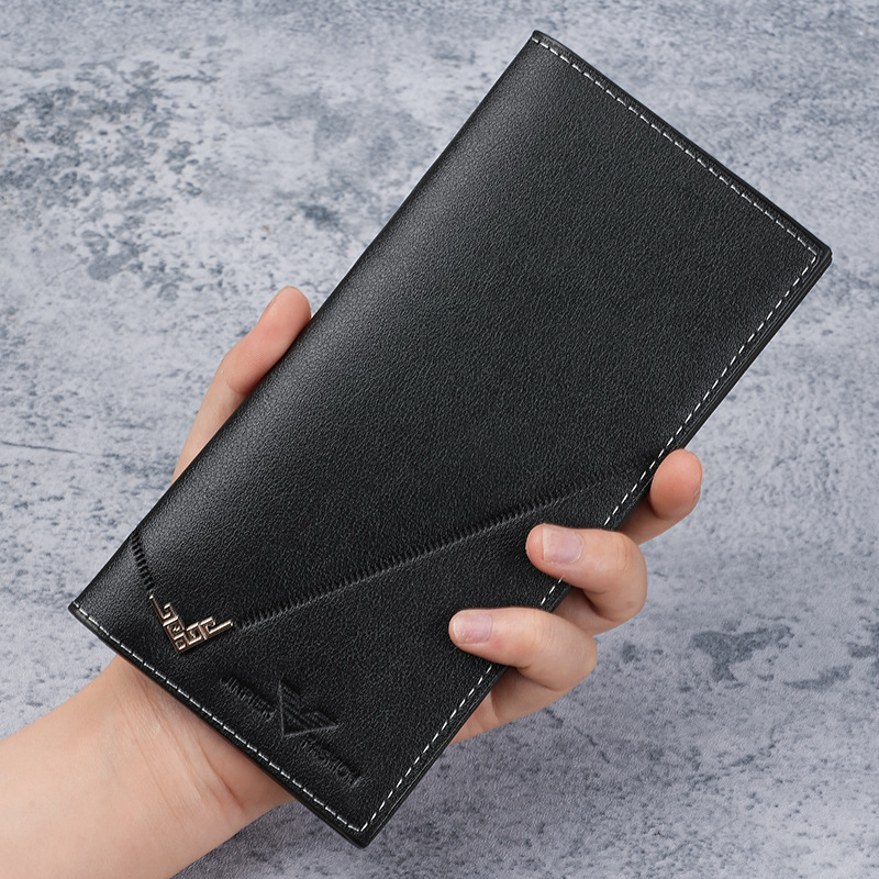New men's wallet, long men's wallet, vertical thin youth soft wallet, multi-slot large capacity, fashionable suit bag Specification drawing