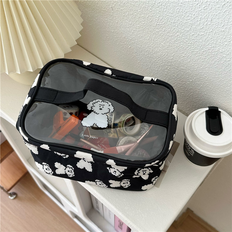 Original curly dog makeup bag, large-capacity hand-held storage bag, portable travel toiletry bag, skin care product storage bag Application Scenario