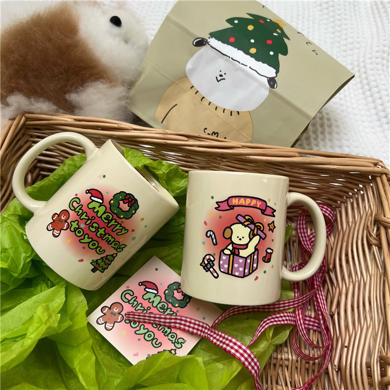 Summer girlish cartoon ceramic cups, cute mugs, water cups, milk breakfast cups, coffee cups, Christmas gifts Application Scenario