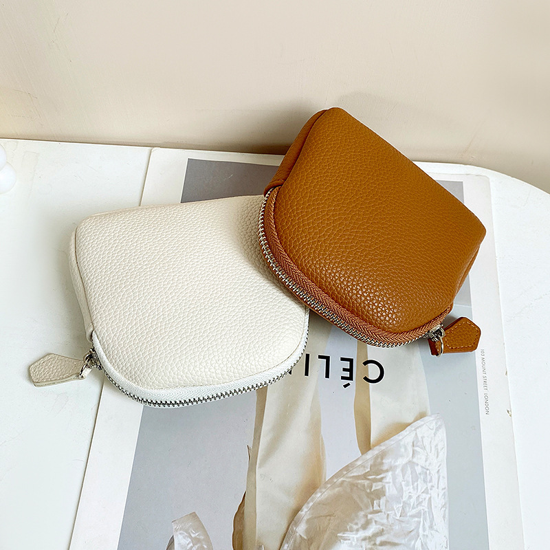 New Korean-style coin purse for women, mini clutch bag, simple soft leather zipper coin purse, earphone case and storage bag Specification drawing