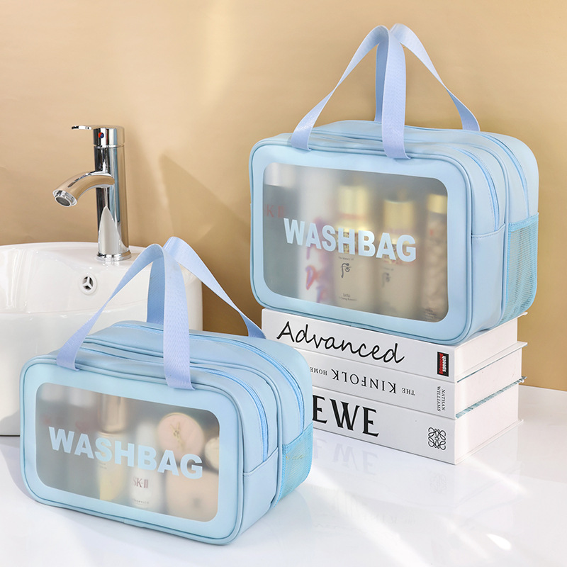 Dry-wet separated transparent toiletry bag, large-capacity portable PVC waterproof makeup bag, fitness, swimming and bathing storage bag details Picture