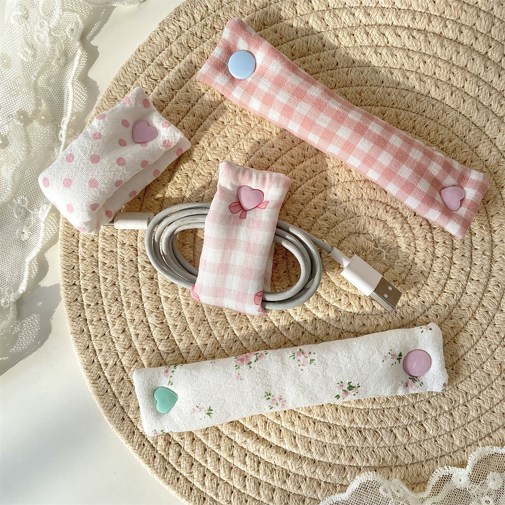 53191 ins data cable storage buckle, charging cable winder, headphone cable storage, fabric, cute, fixed and organized details Picture