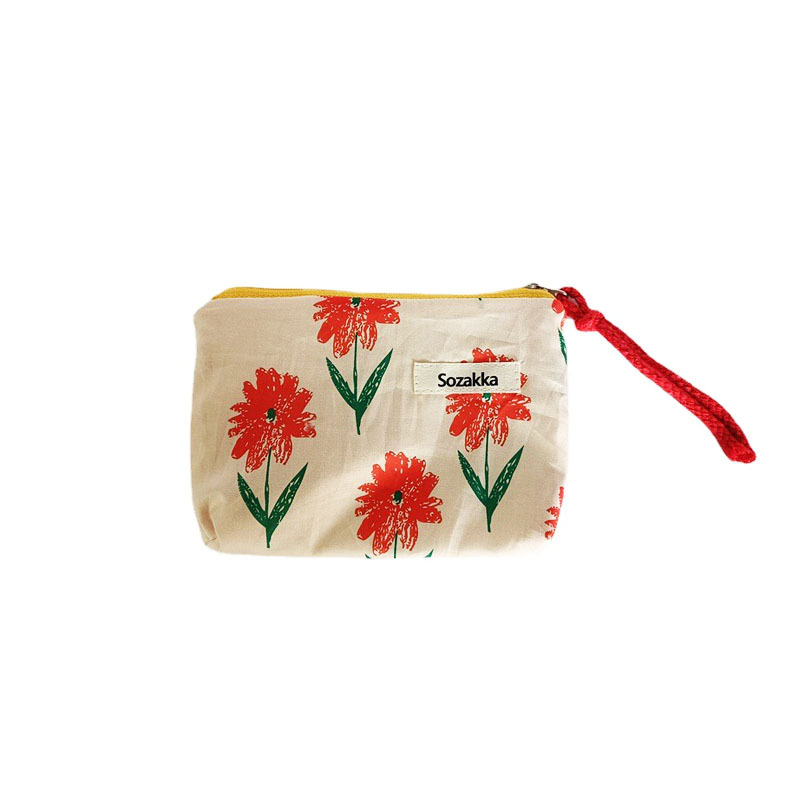 34224 Japanese-style color-blocking rope mouth red envelope women's makeup bag, portable and carry-on coin purse, washbasin storage bag Item Picture