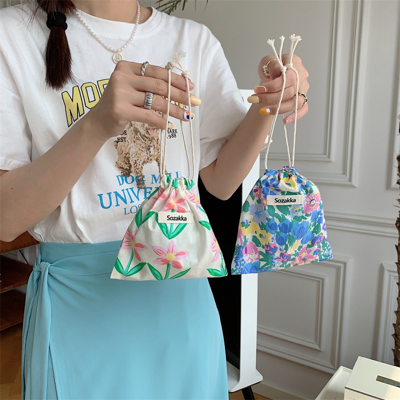 34225 Fabric flower bouquet pocket, Japanese-style storage bag, cosmetics portable, small size for organizing sundries details Picture