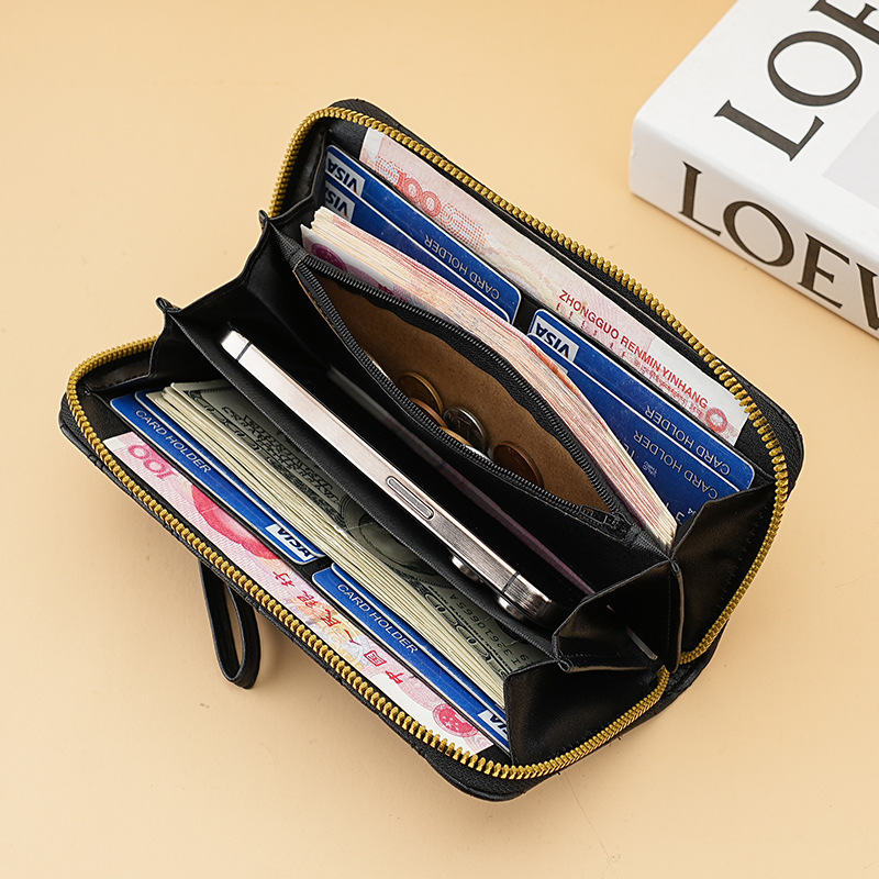 New small-style large-capacity ladies' storage wallet, European and American light luxury hand-held zipper cross-border wallet in stock Specification drawing