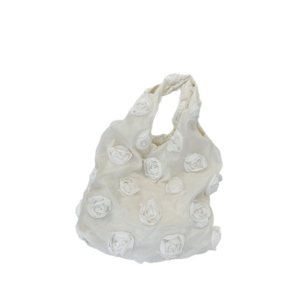 54162 Korean version, high appearance level, niche three-dimensional flower single-shoulder bag, travel and vacation canvas bag, large capacity vest bag Item Picture