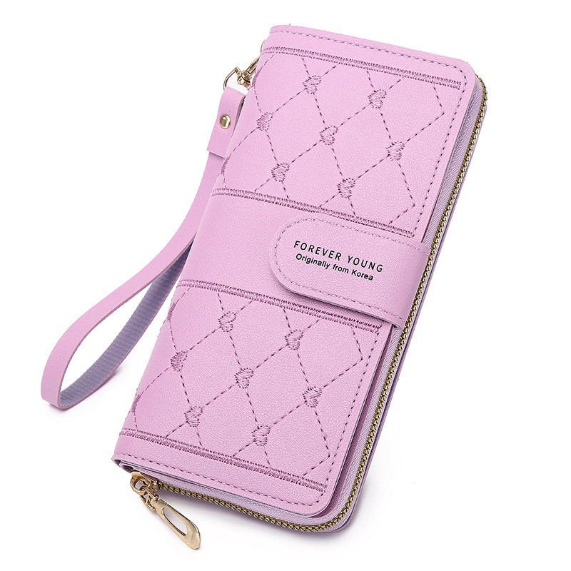 New women's wallet, long and fashionable single-zipper large-capacity coin purse, mobile phone for women Specification drawing